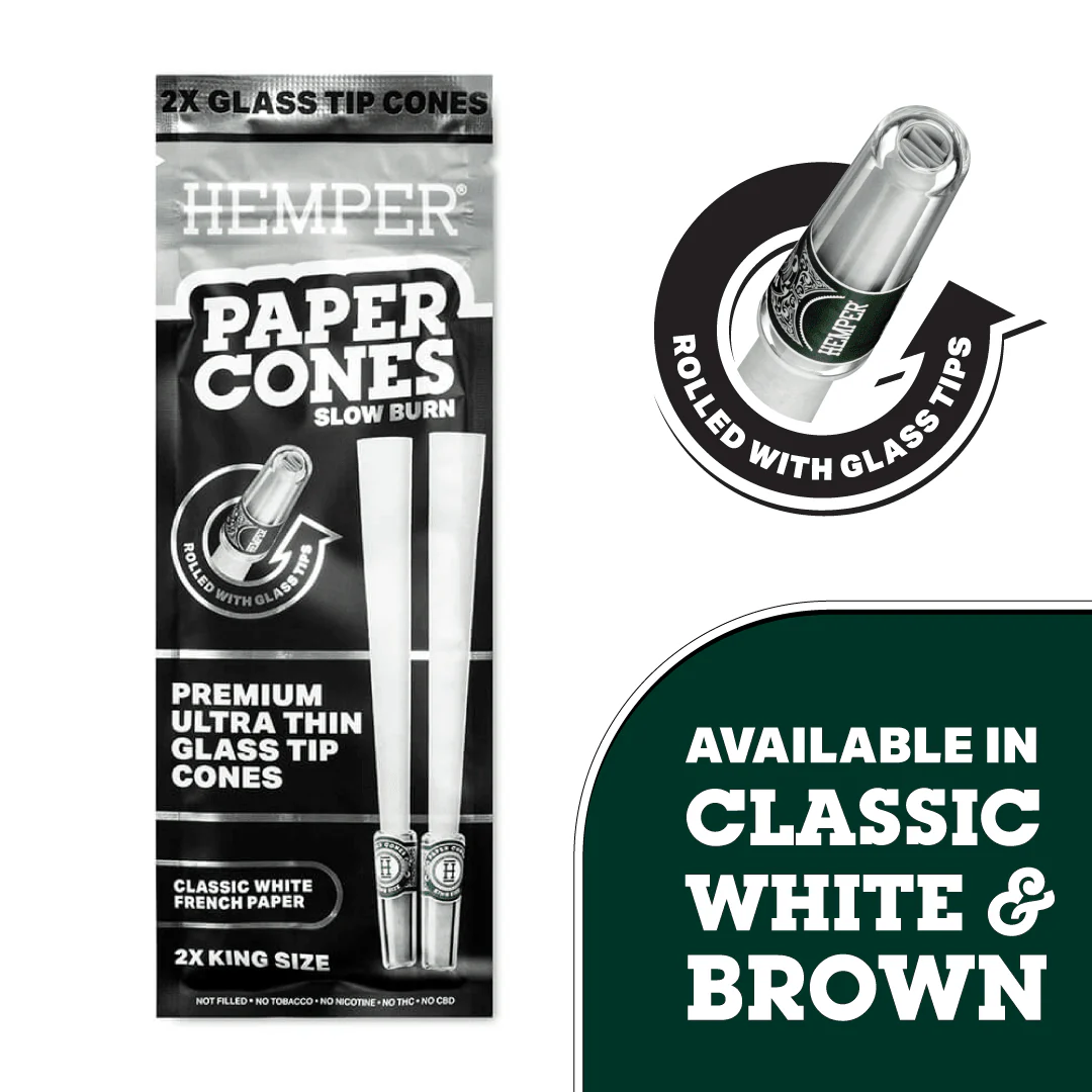 King Size Glass Tipped Paper Cones