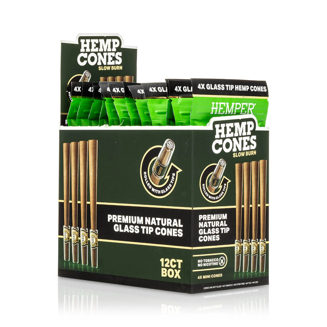 Mini Size Glass Tipped Hemp Cones - Image 12