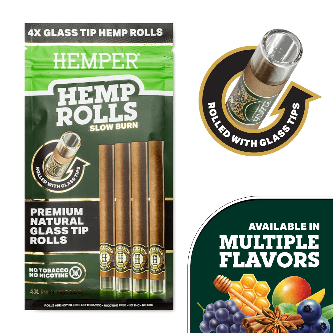 Mini Size Glass Tipped Hemp Rolls