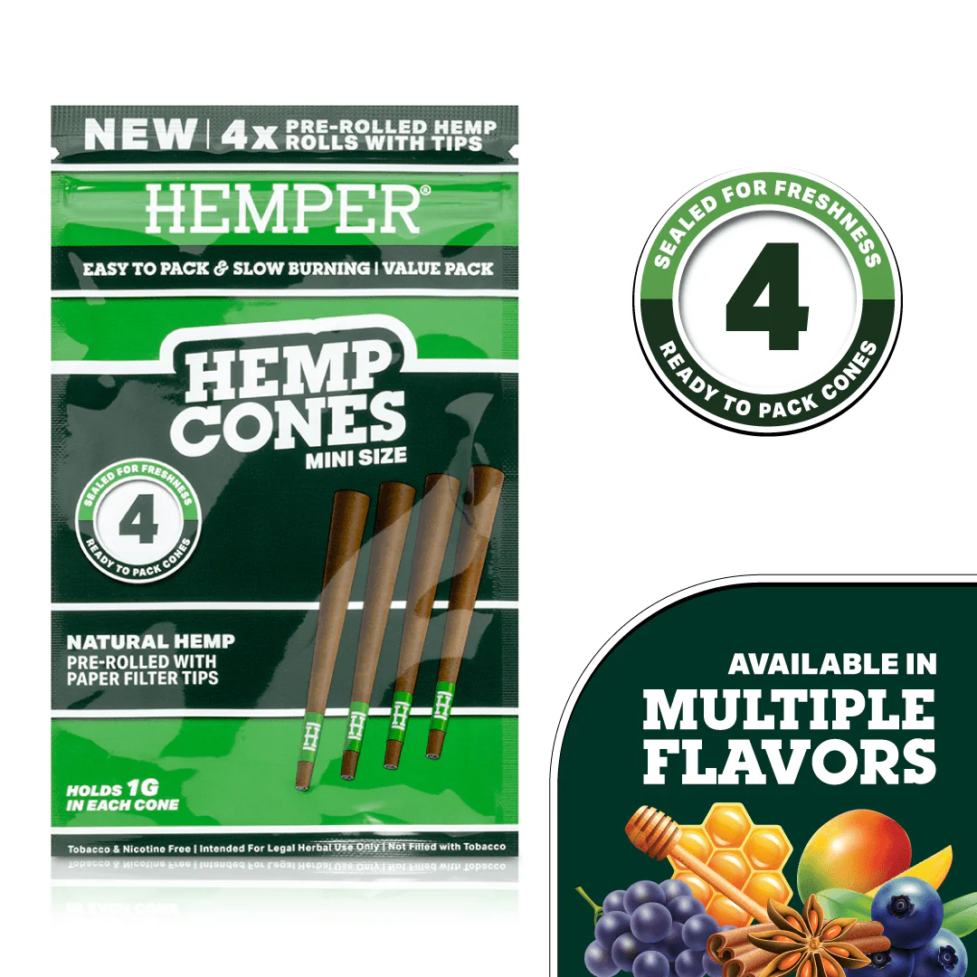 Mini Size Paper Tipped Hemp Cones