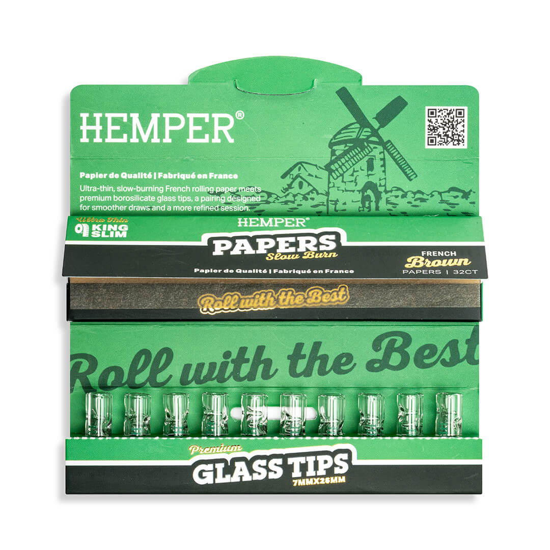King Size Rolling Paper Booklet + Glass Tips